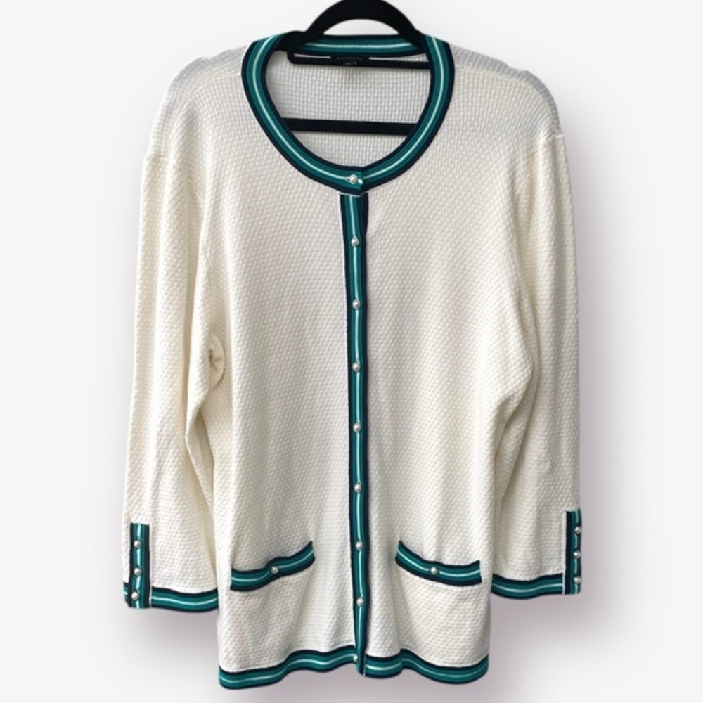 Talbots Cream Round Neck Cardigan Size L